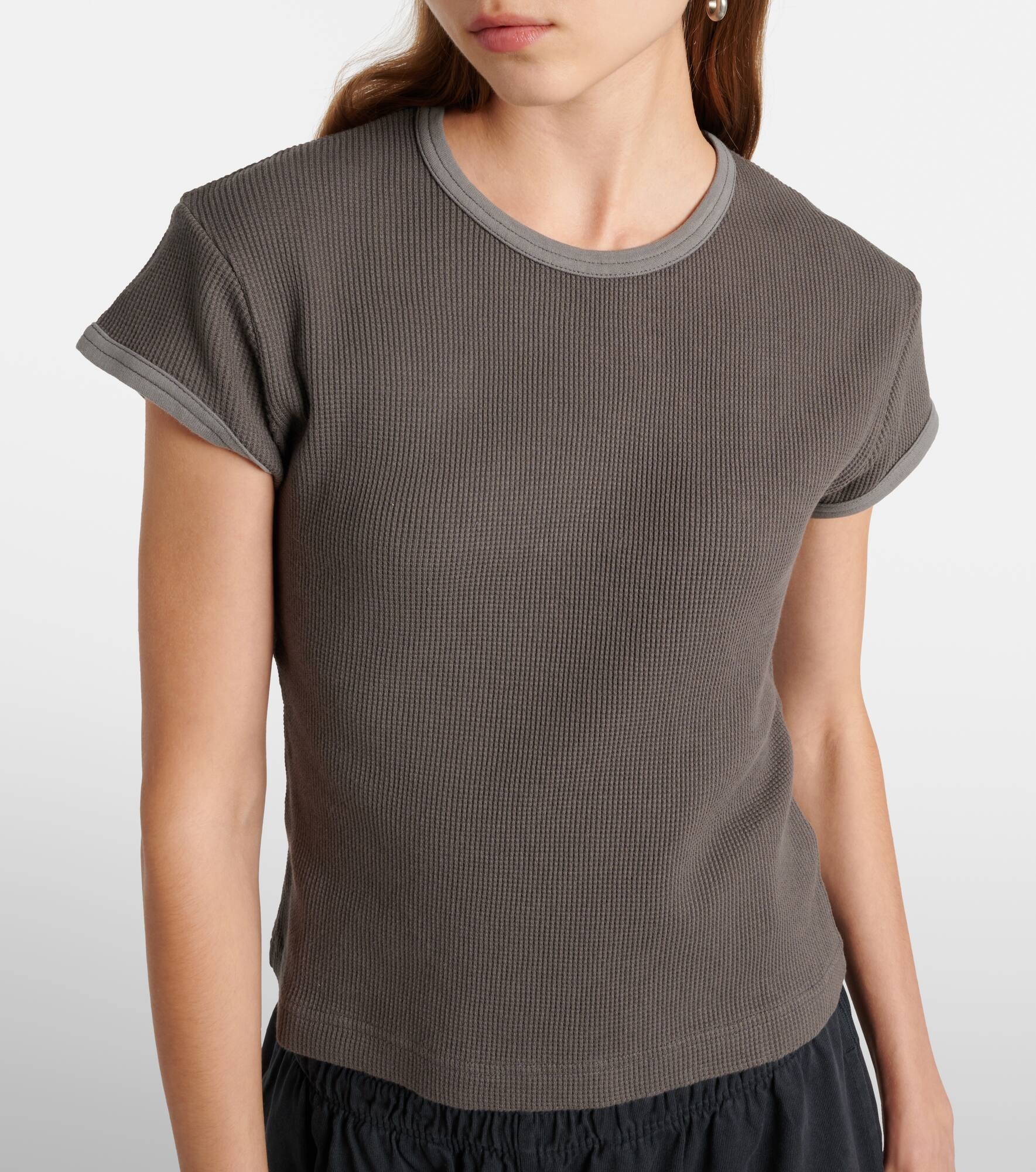 Waffle-knit cotton T-shirt - 6