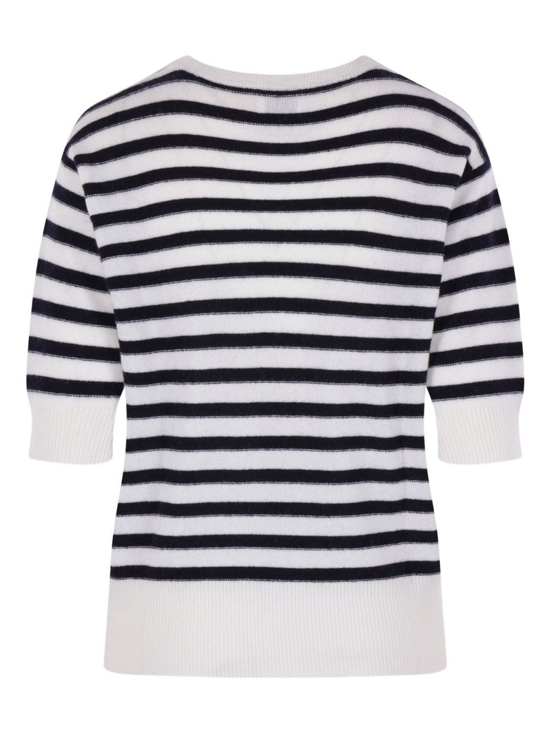 Allude striped button-detail short-sleeve T-shirt outlook