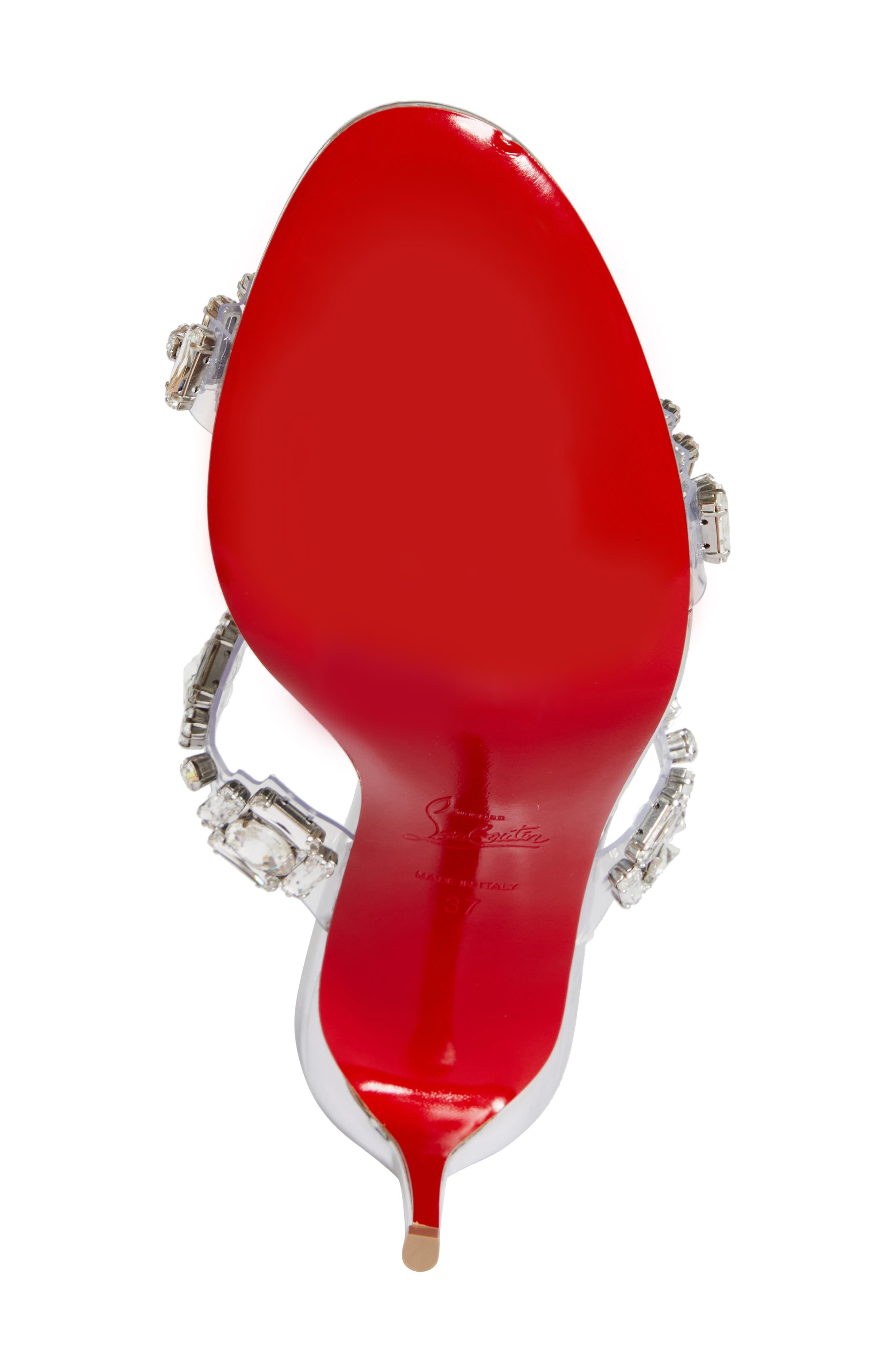Christian Louboutin Just Jewel Crystal Embellished Stiletto Sandal in Crystal/Silver at Nordstrom - 6