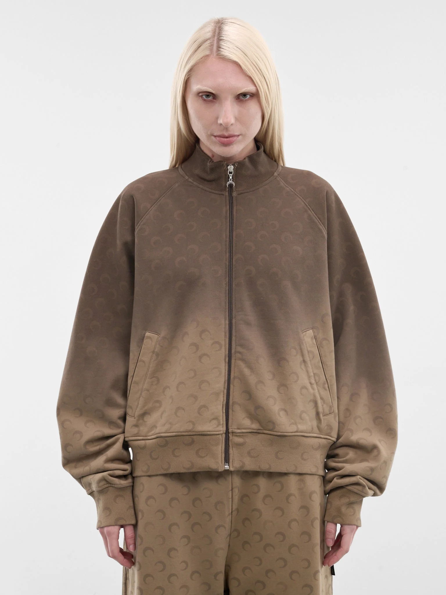Brown Gradient Moon Zip Jacket - 1