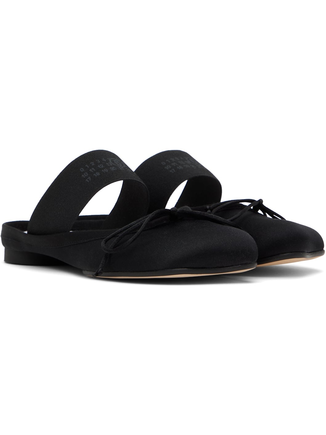 Black Satin Anatomic Logo Ballerina Slippers - 4