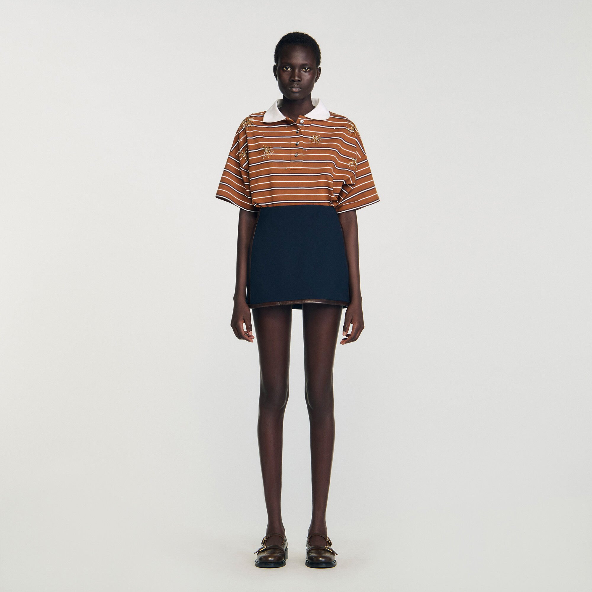 MINI SKIRT WITH LEATHER BANDS - 2