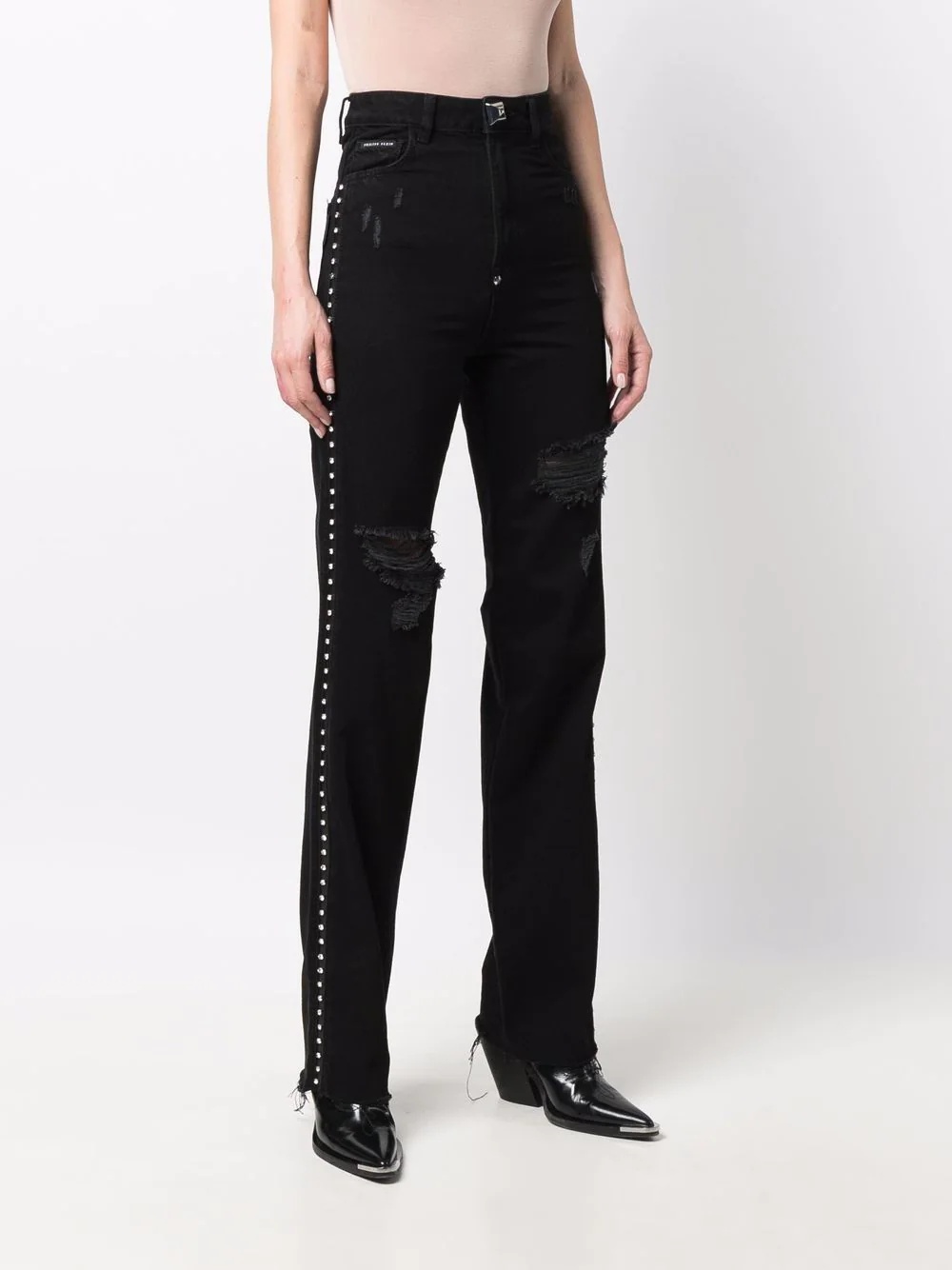 crystal-embellished straight-leg jeans - 3