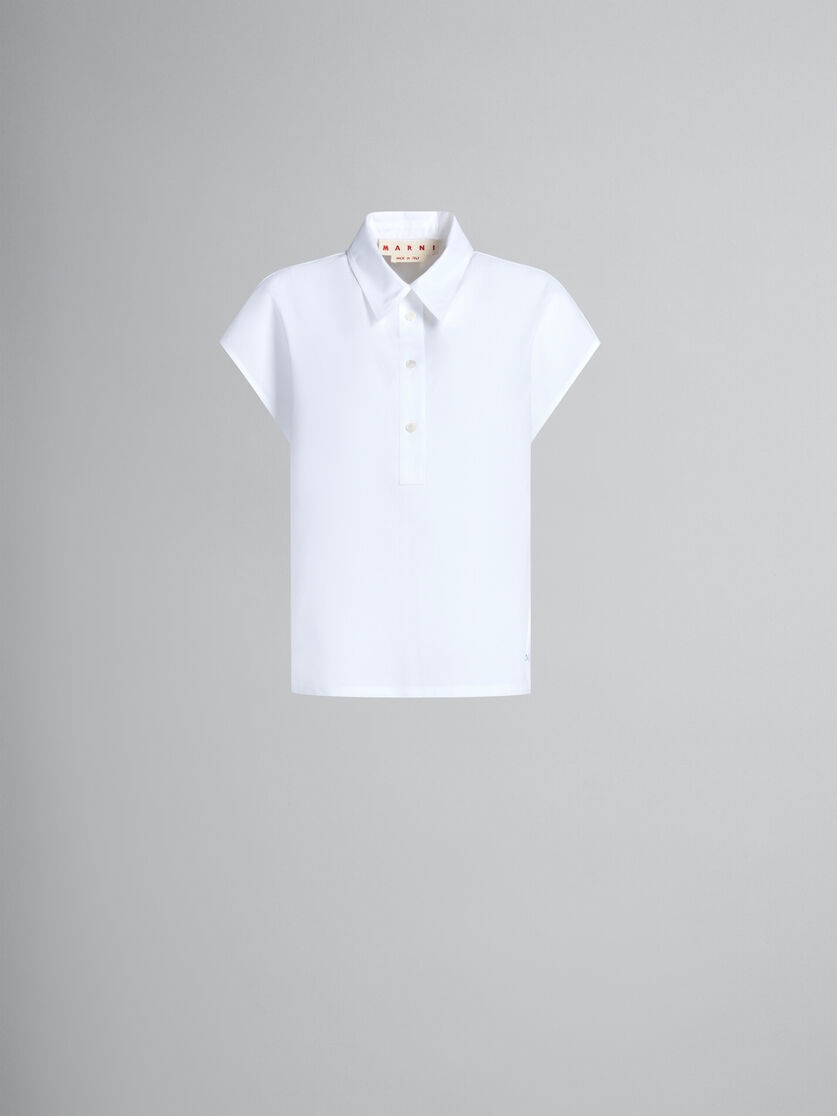 WHITE BIO COTTON POLO TOP - 1