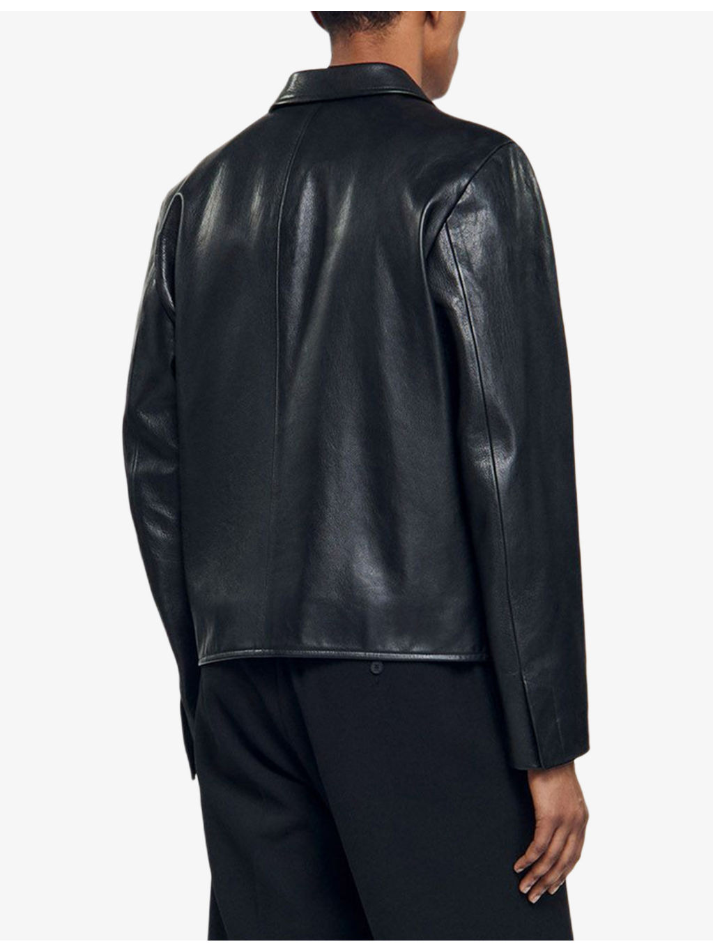 Side-Pocket Zip-Up Leather Jacket - 4
