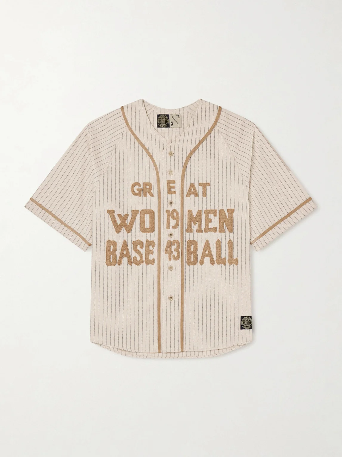 Oversized Striped Appliquéd Wool-Blend Shirt - 1