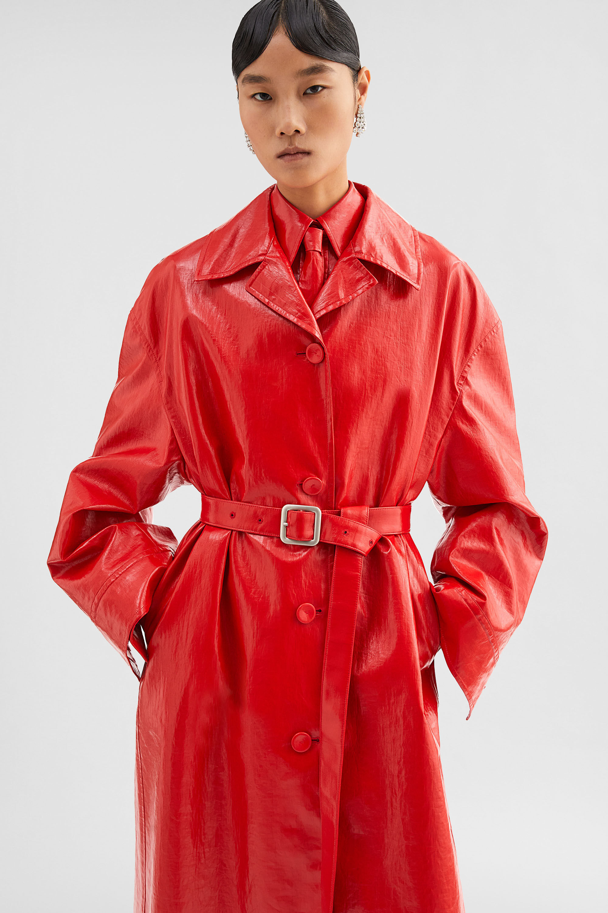 Patent Linen Belted Trench Coat - 4