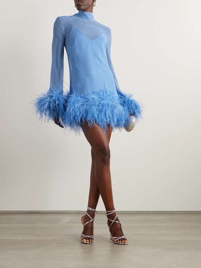 Taller Marmo Gina Spirito feather-trimmed silk-crepon mini dress outlook
