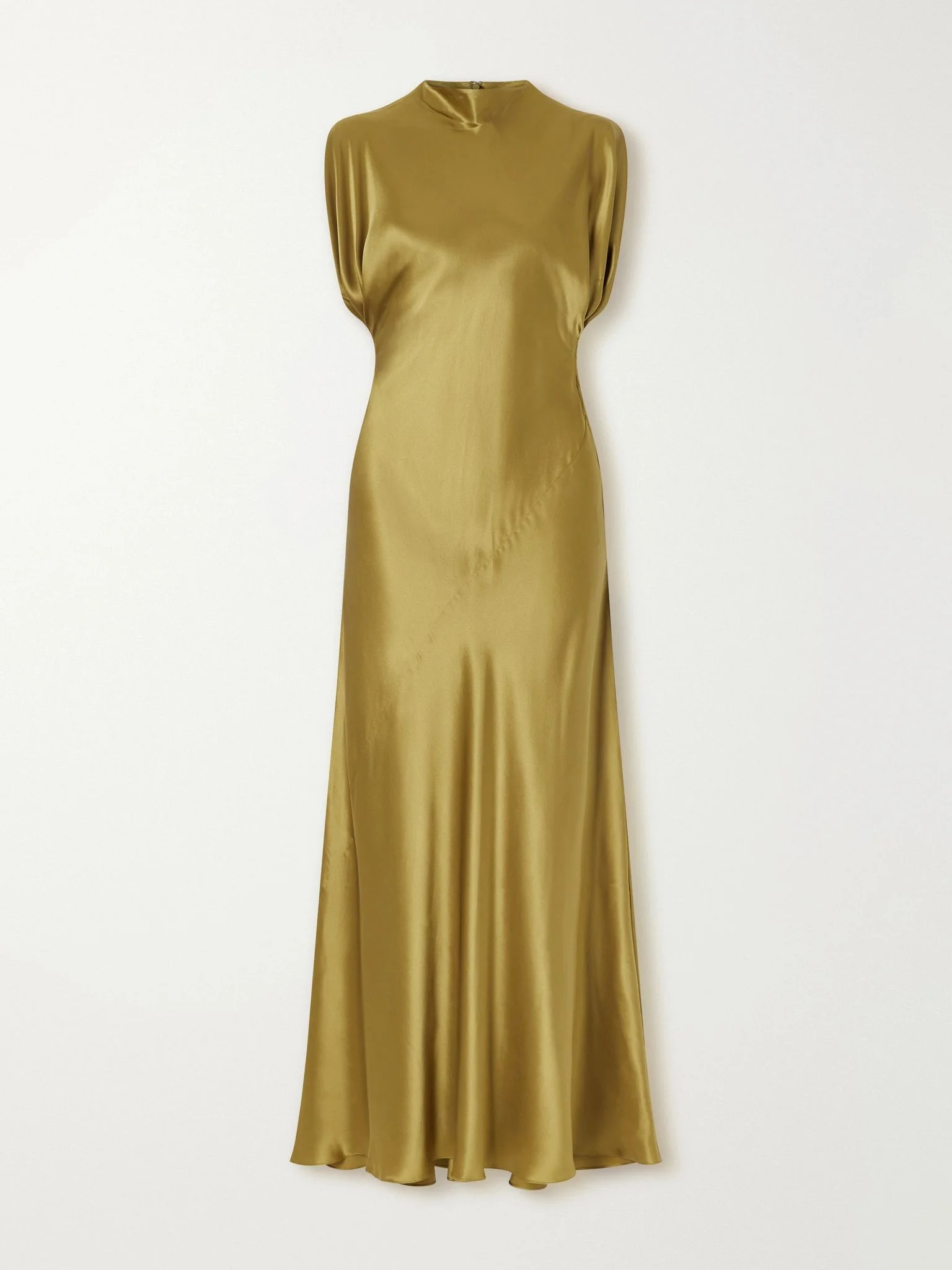Quinn silk-satin midi dress Chartreuse - 1