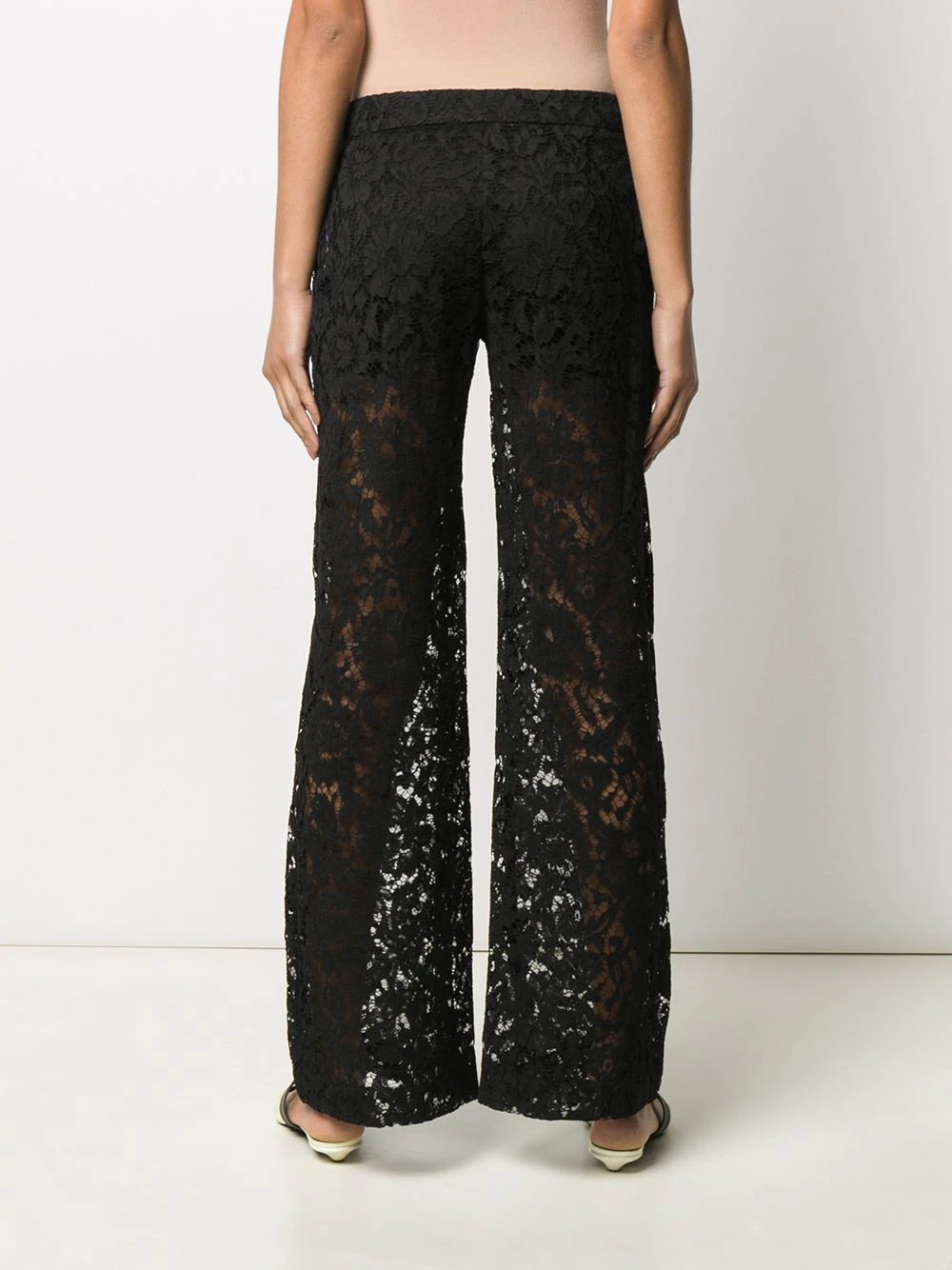 wide-leg lace trousers - 4