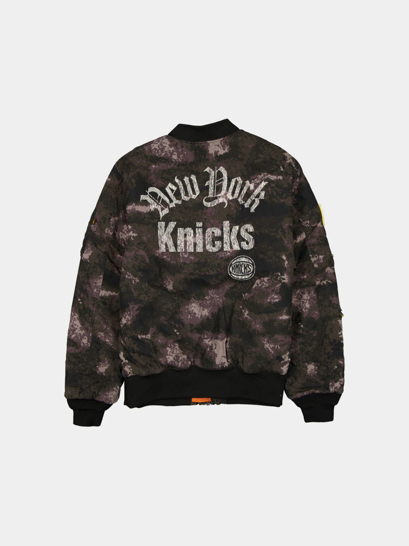 ALPHA INDUSTRIES NEW YORK KNICKS X ALPHA X NEW ERA MA-1 BOMBER JACKET (BLACK CAMO) outlook