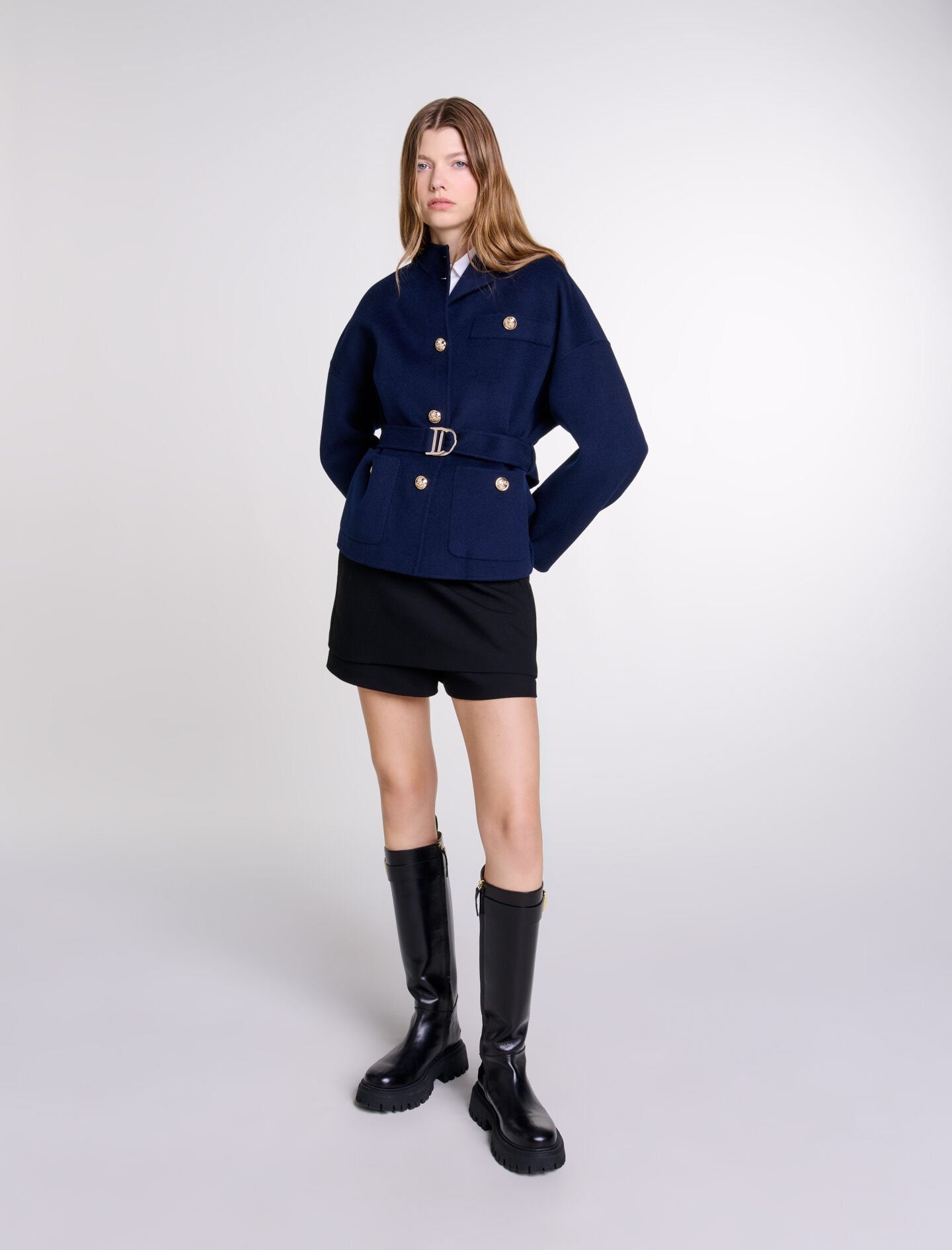 Belted short wool coat - 2