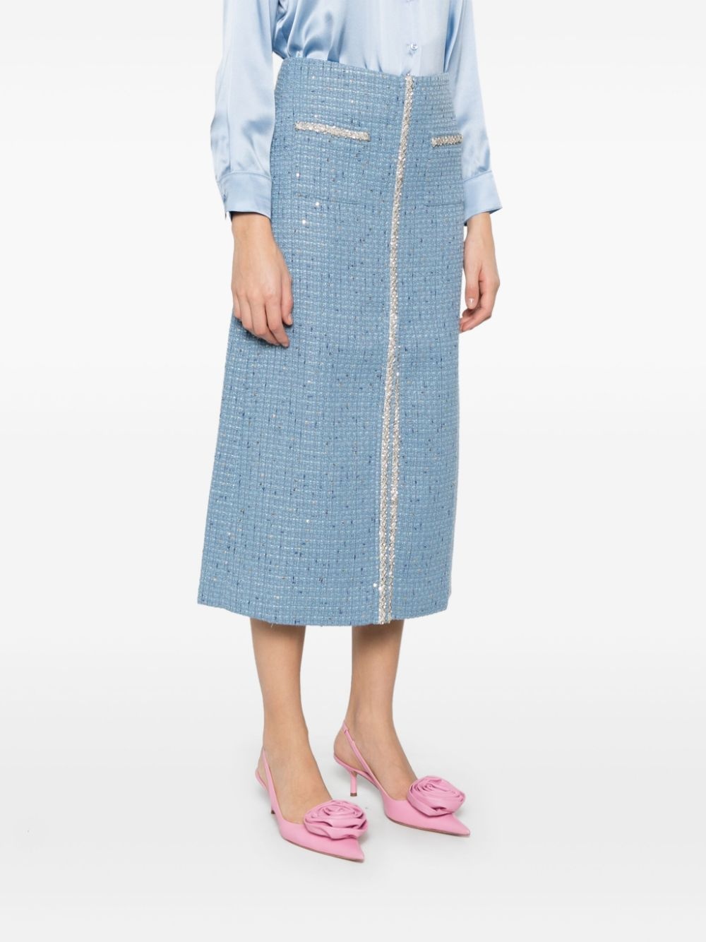 sequin-embellished tweed midi skirt - 3