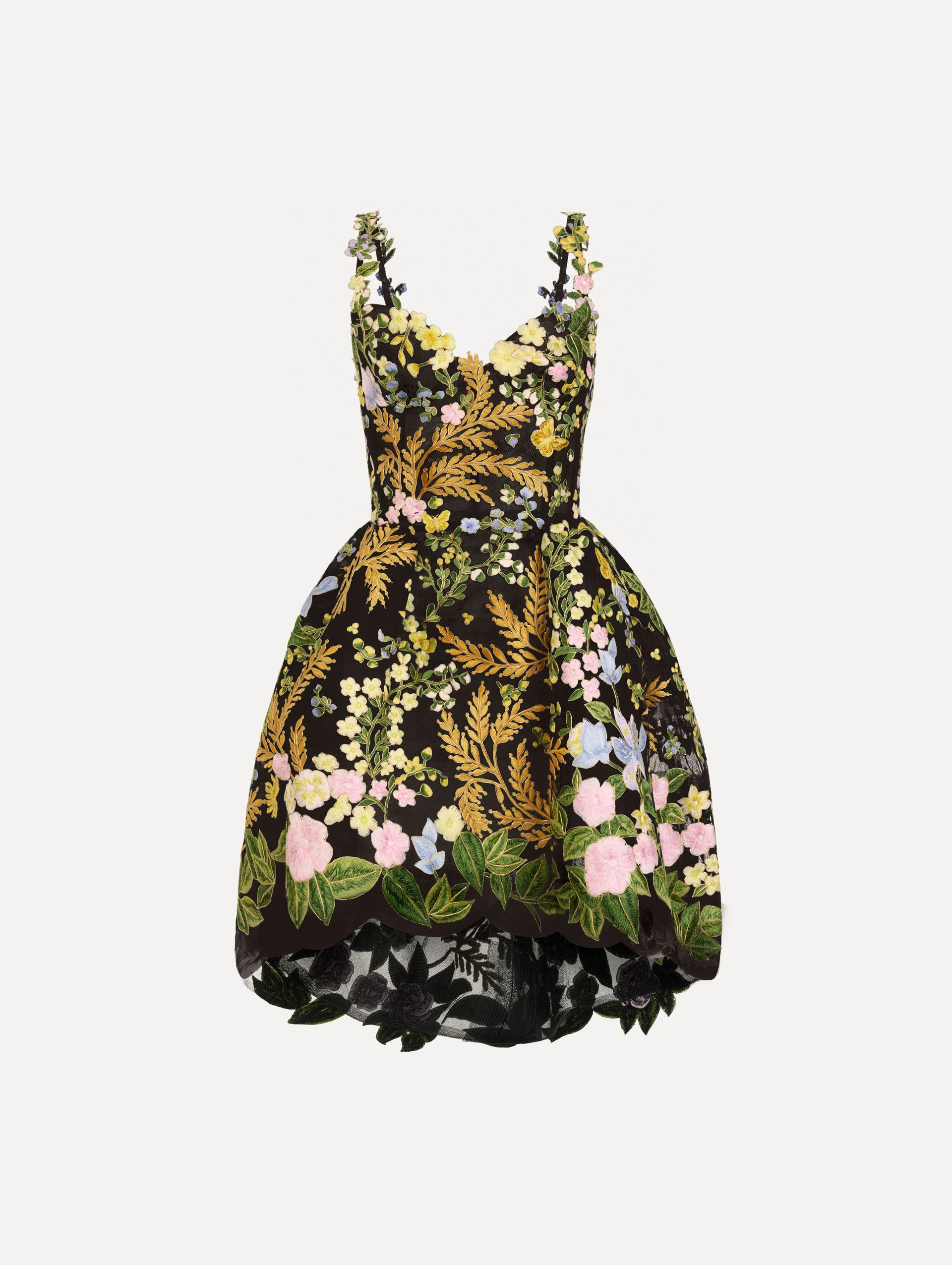 DOMINICAN MIXED-FLORAL GUIPURE HIGH-LOW DRESS - 1