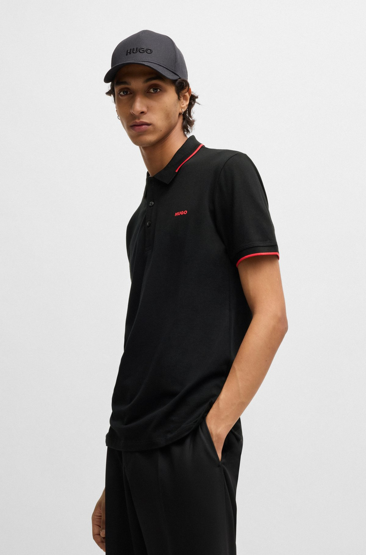 STRETCH-COTTON SLIM-FIT POLO SHIRT WITH PRINTED LOGO - 2