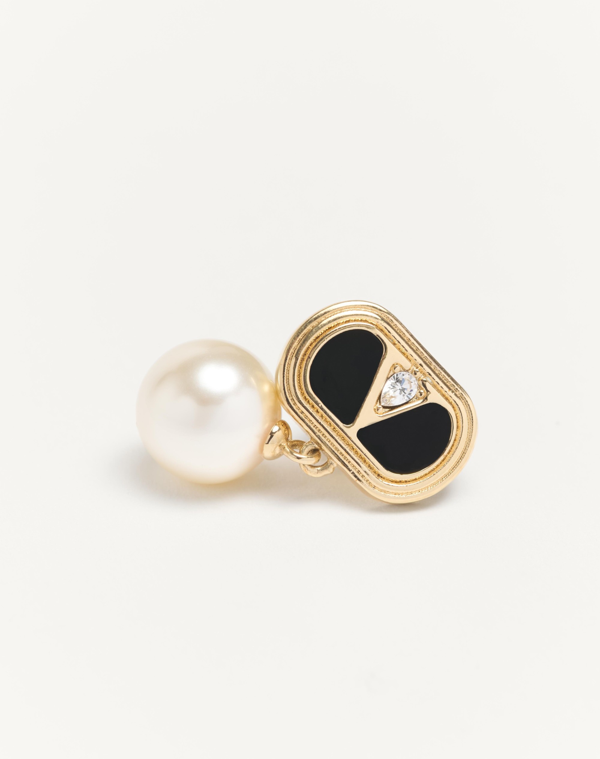 OVALETTE METAL, ENAMEL, CRYSTAL AND SWAROVSKI® PEARL EARRINGS - 3