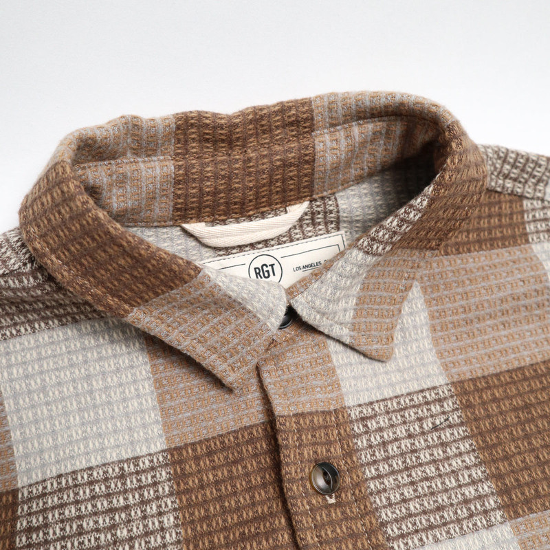 Rogue Territory Oxford Shirt Tan Waffle Plaid outlook