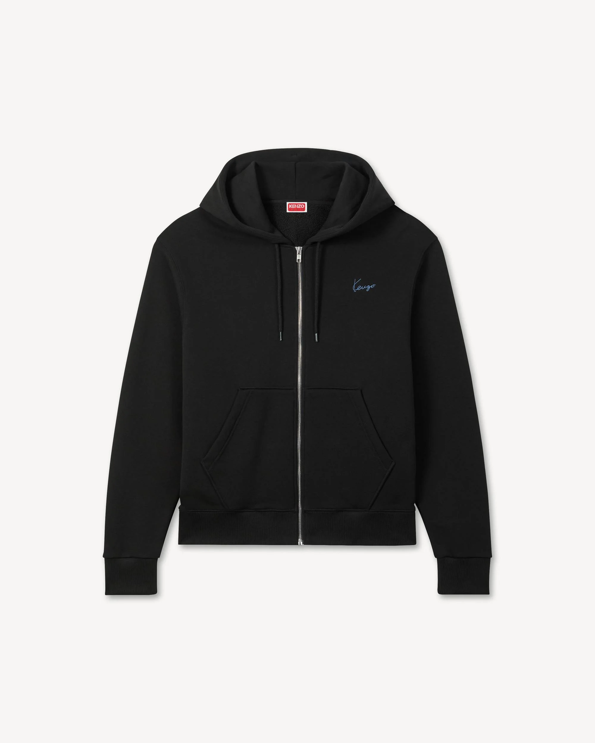 'KENZO Signature' embroidered zip up hoodie in cotton - 1