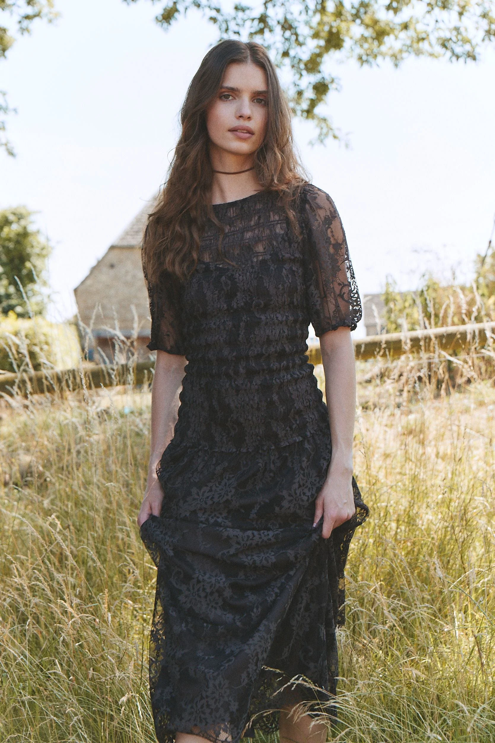 The Short Sleeve Dalia Nap Dress - Chocolate - 1
