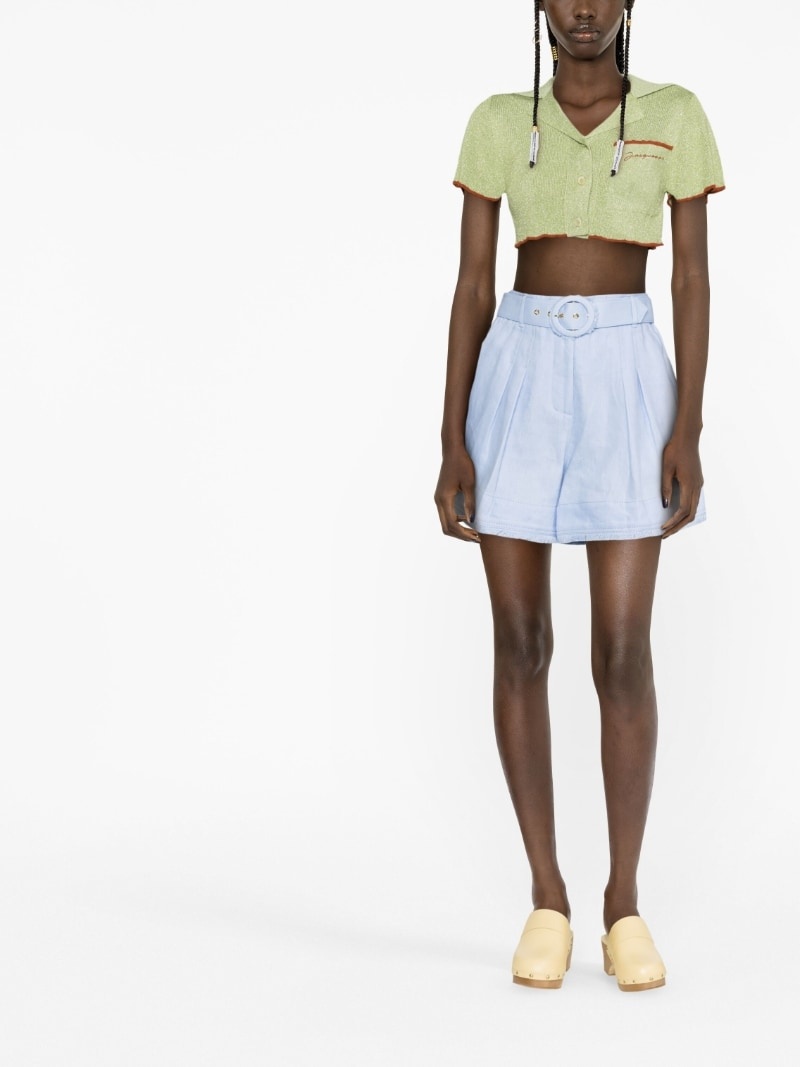 raw-edge belted short shorts - 3