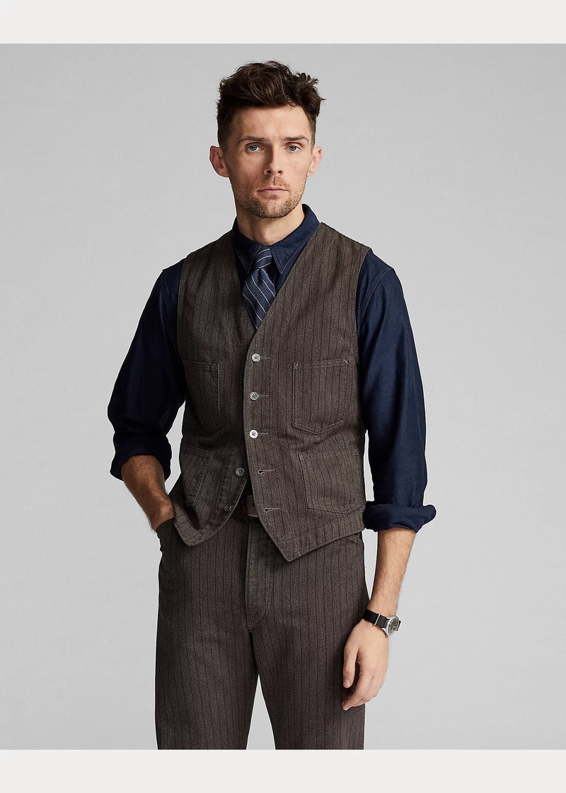 RRL by Ralph Lauren Striped Jaspé Twill Vest outlook