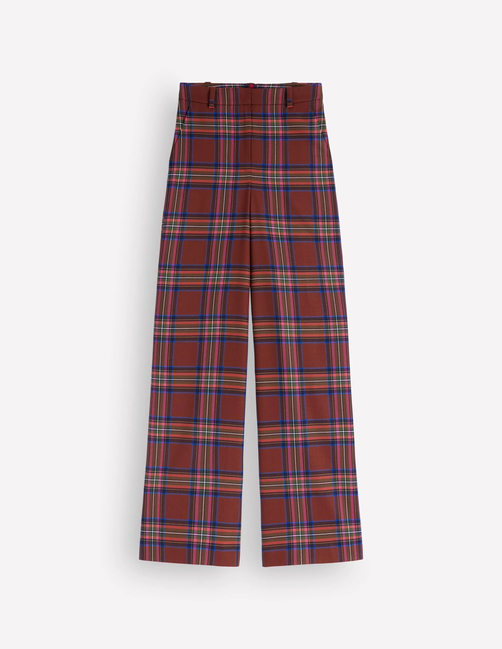 Belgravia Wool Blend Pants-Brown, Blue, and Pink Check - 1