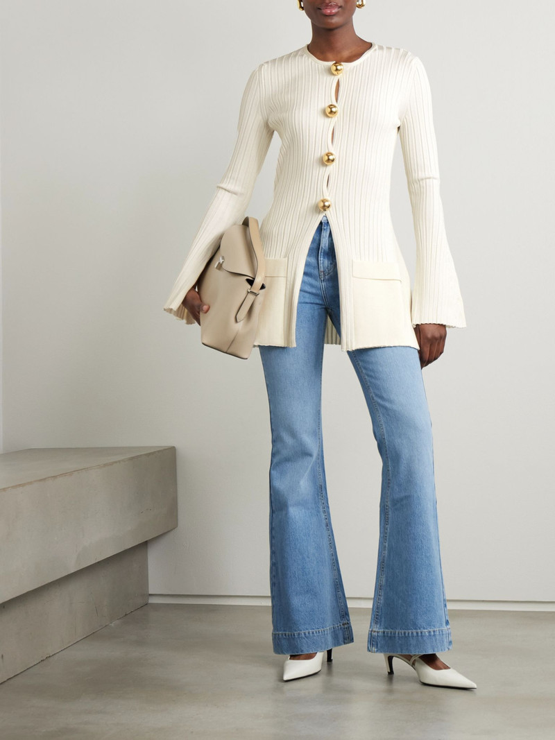 Stella McCartney Ribbed-knit cardigan Ivory outlook
