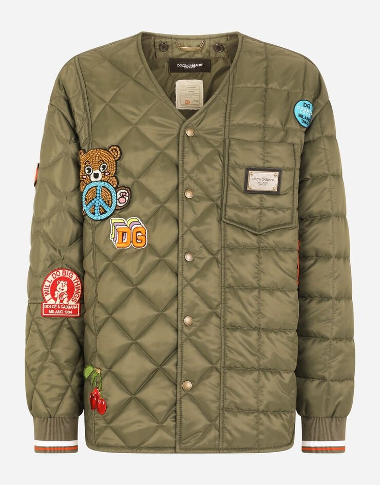 Quilted nylon jacket with multiple patches - 3