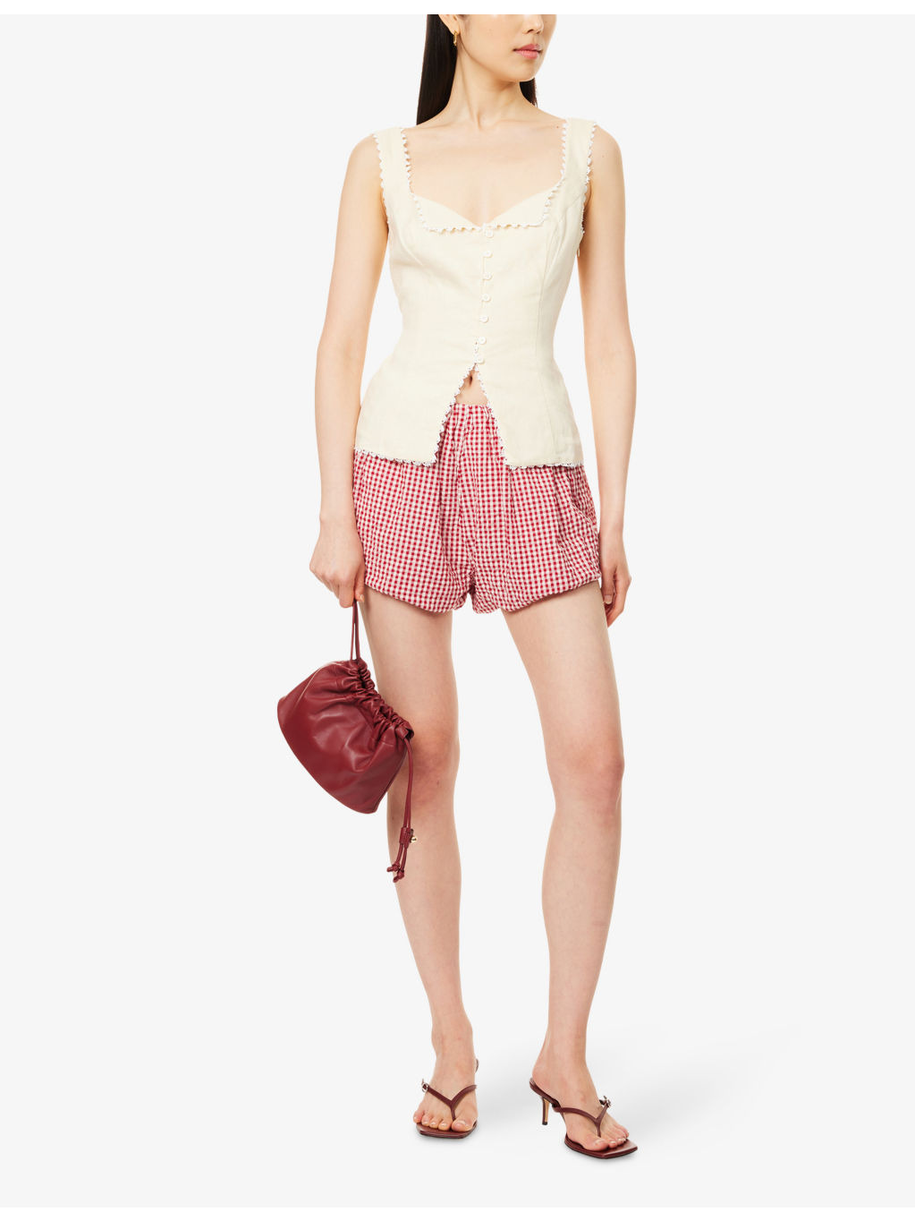 Viola Crotchet-Trim Linen Top - 2