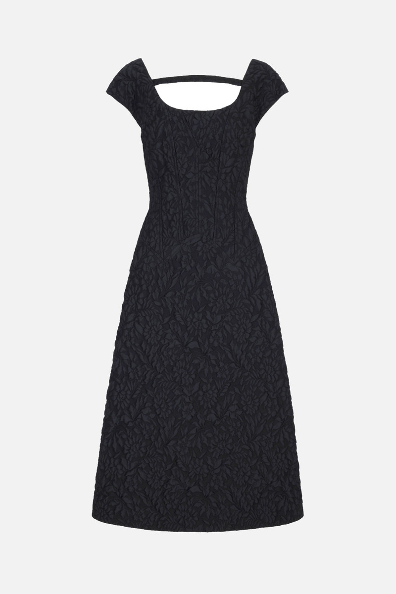 Pesca Dress In Black Embossed Cloque 1