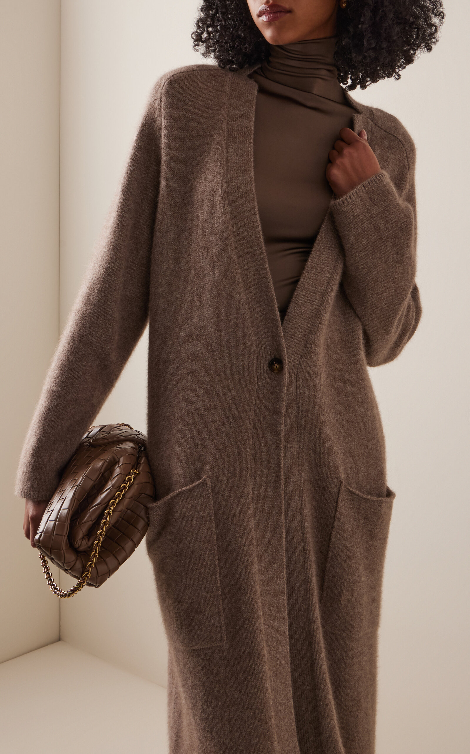 Smet Knit Wool-Blend Maxi Cardigan brown - 3