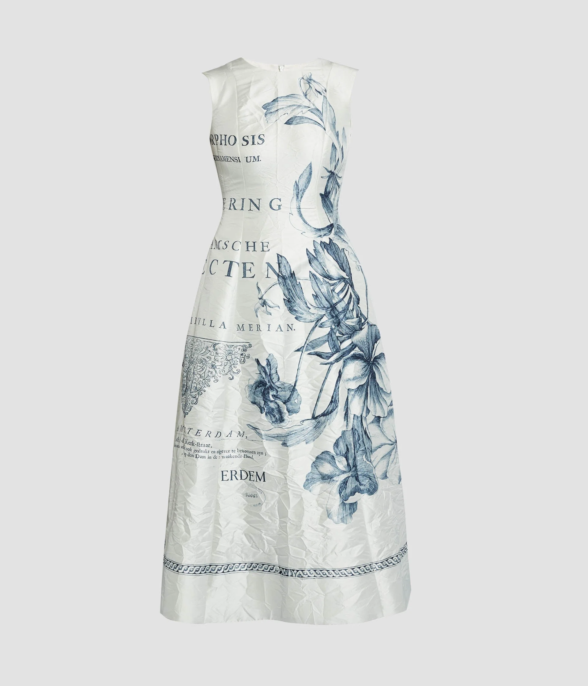 FLORAL PRINT TEXTURED SATIN MIDI DRESS - 1