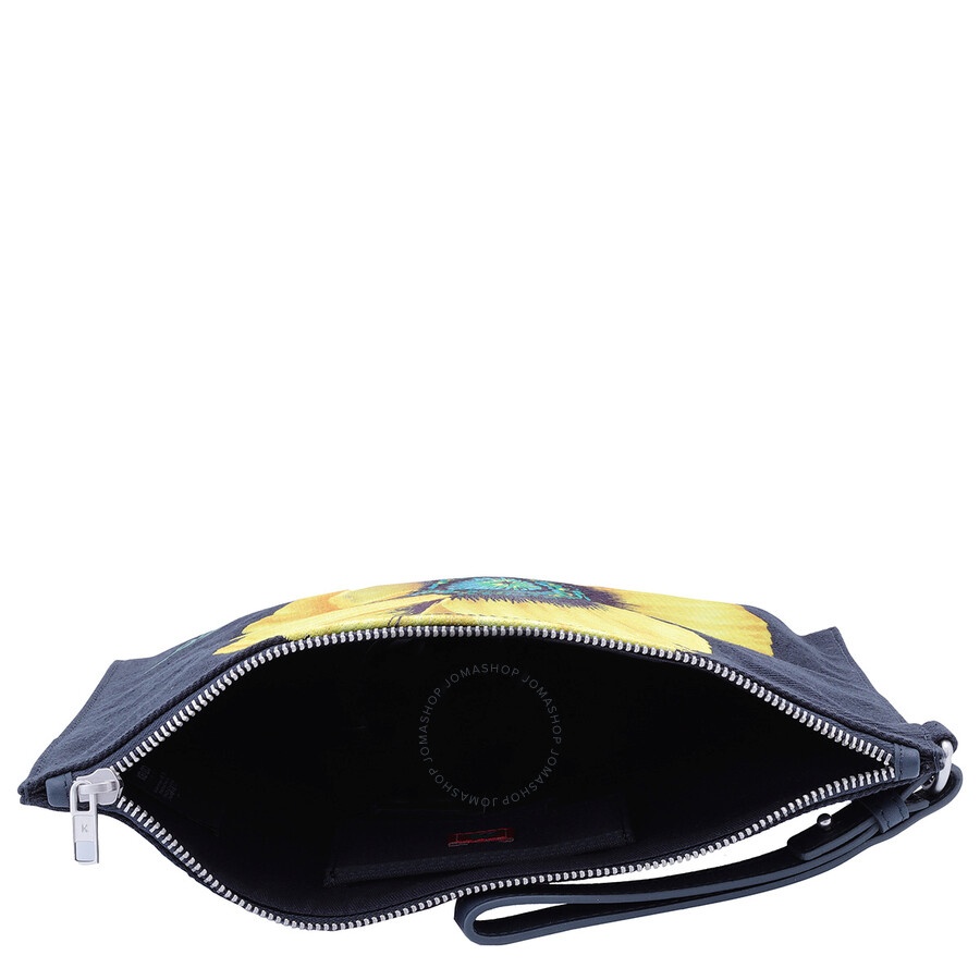 Kenzo Navy Blue Poppy Floral Printed Zipped Large Clutch Bag - 5