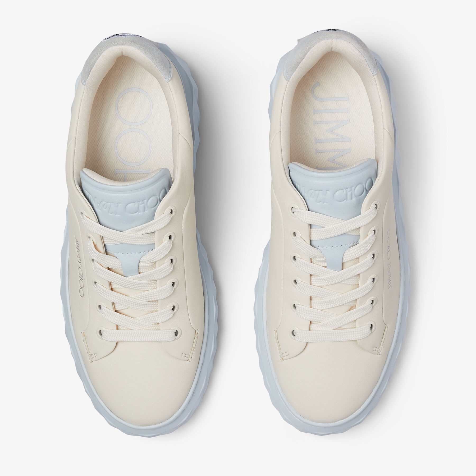 Jimmy Choo / Malbon Diamond Golf/F
Latte and Pastel Blue Leather Trainers - 5