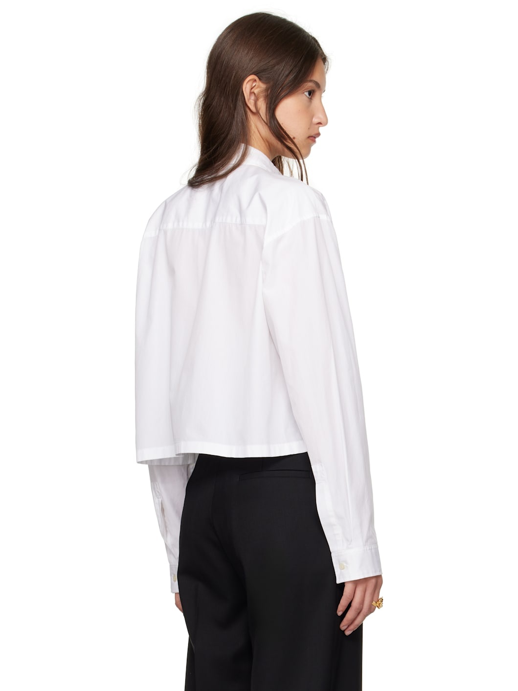 White Cropped Over Shirt - 3