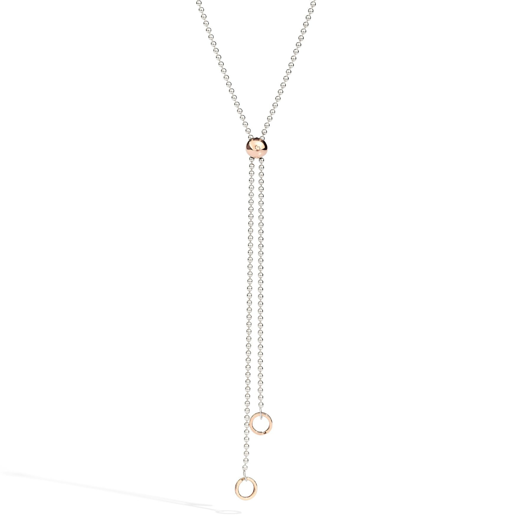 SILVER & ROSE GOLD BOLLICINE LARIAT NECKLACE - 2