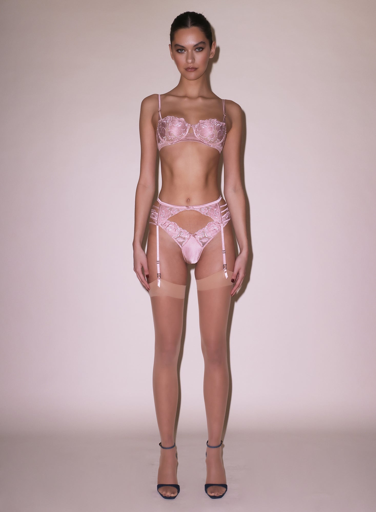 Rose Logo Embroidery Garter Belt - 4