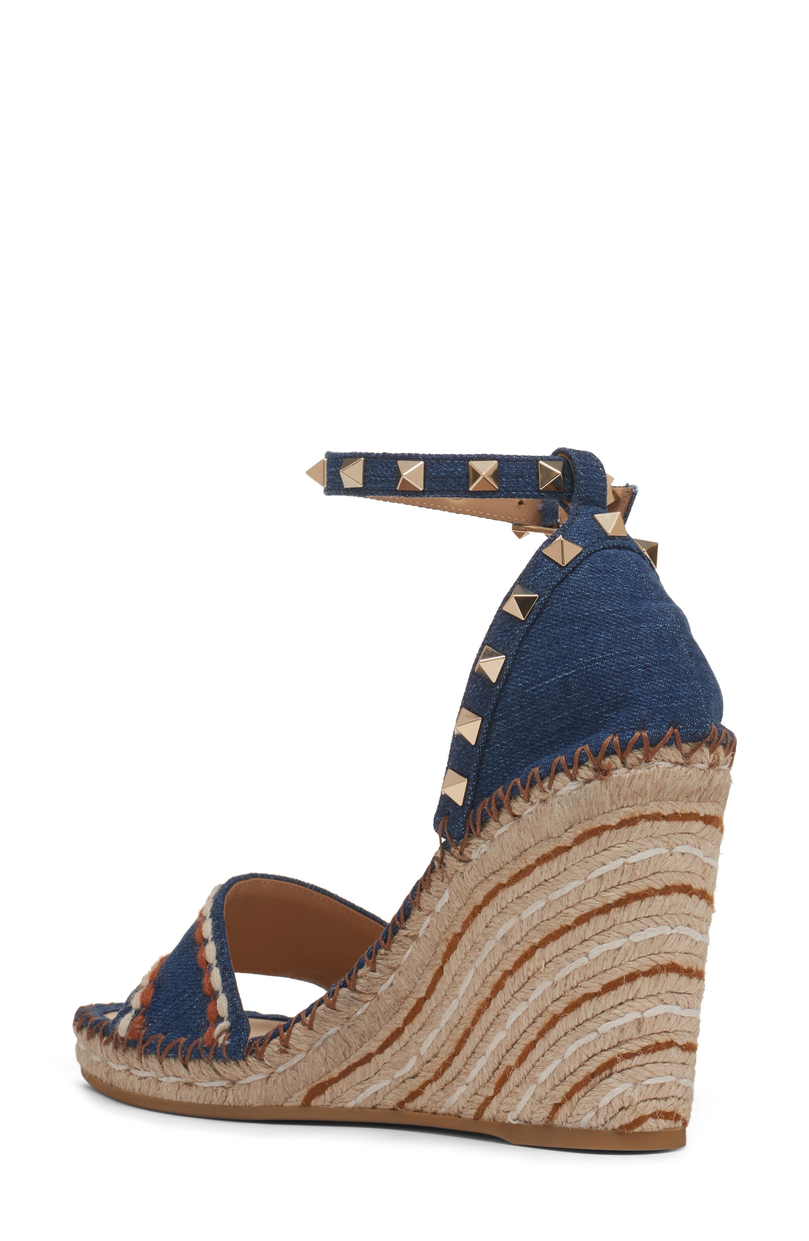 Valentino Garavani Rockstud Espadrille Wedge Sandal in Bright Blue at Nordstrom - 2