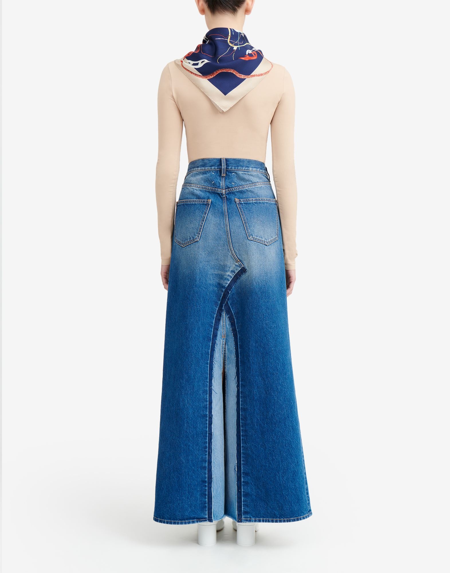 Two-tone denim skirt - 4