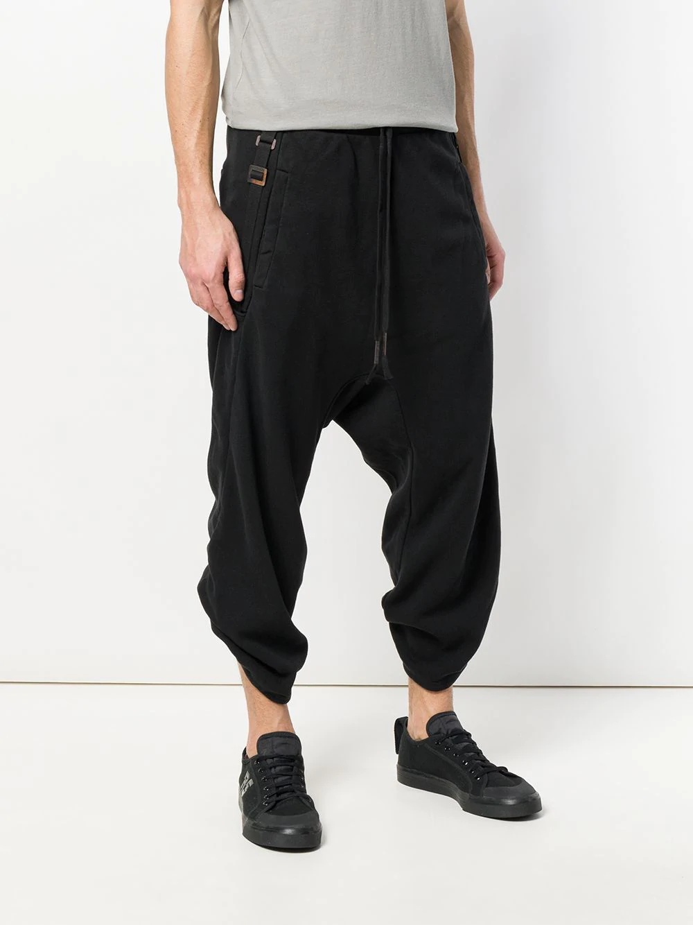 drawstring drop-crotch trousers - 3