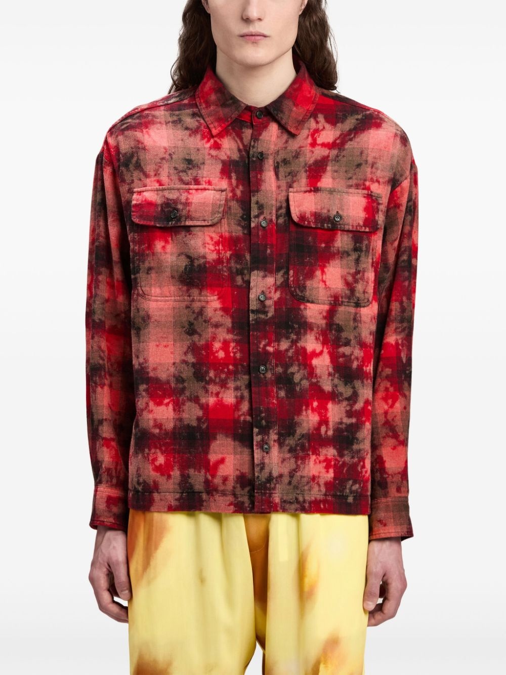 logo-print plaid shirt - 3