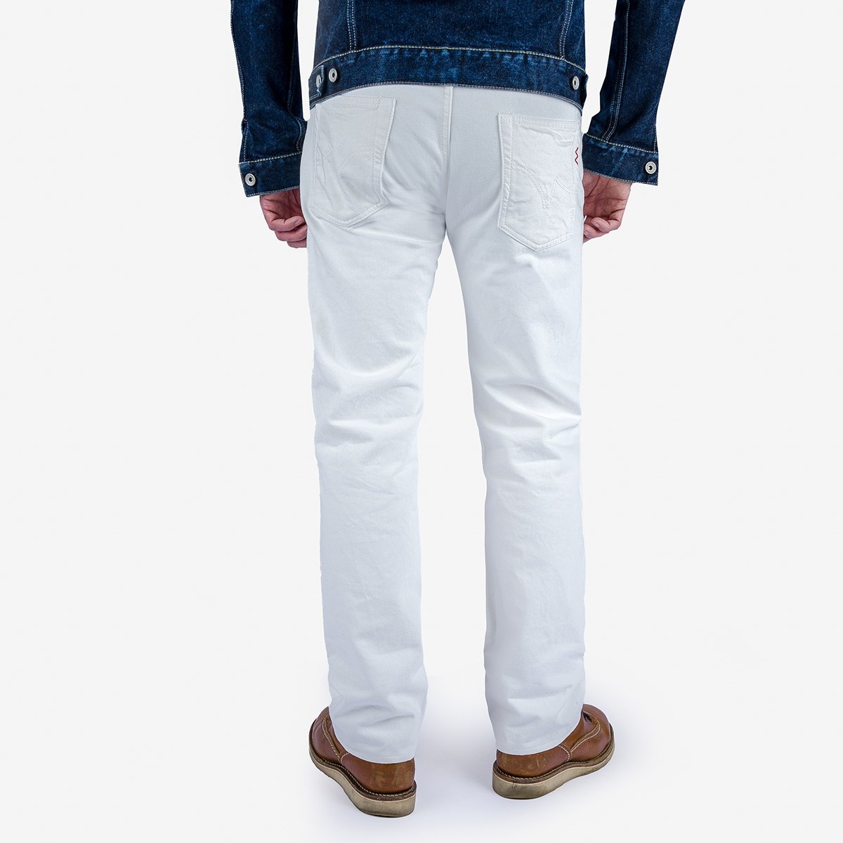 IH-666-WT 13.5oz Denim Slim Straight Cut Jeans - White - 3