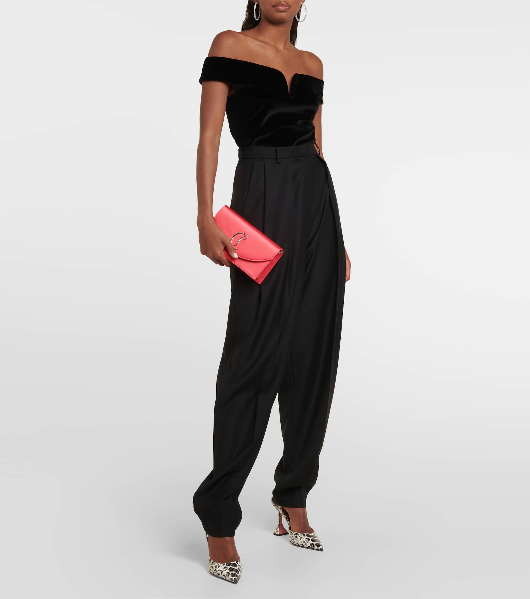 Loubi54 silk-satin clutch - 5