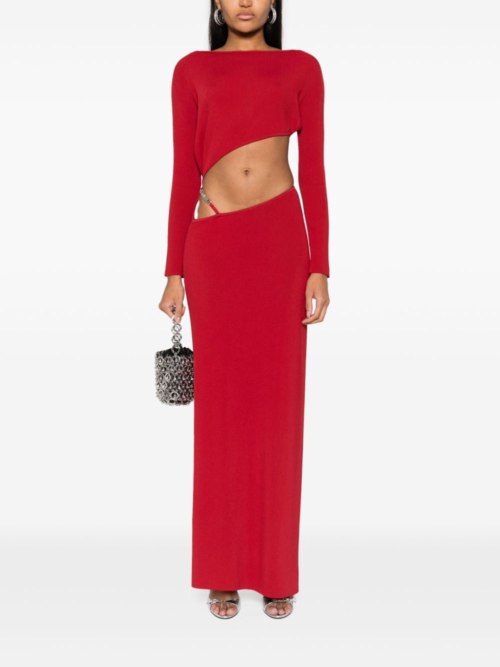 asymmetric ribbed maxi dress - 2