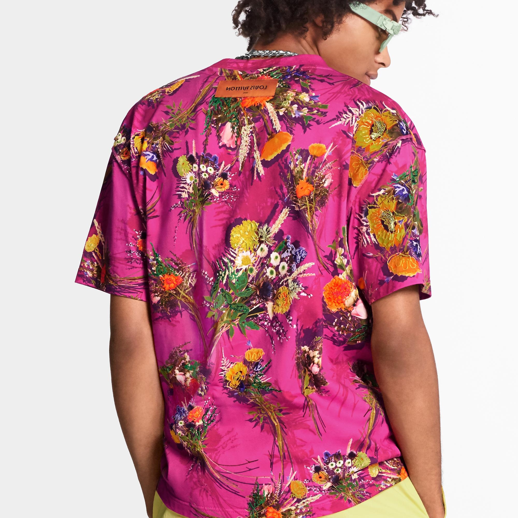 Printed and Embroidered Flowers T-Shirt - 5