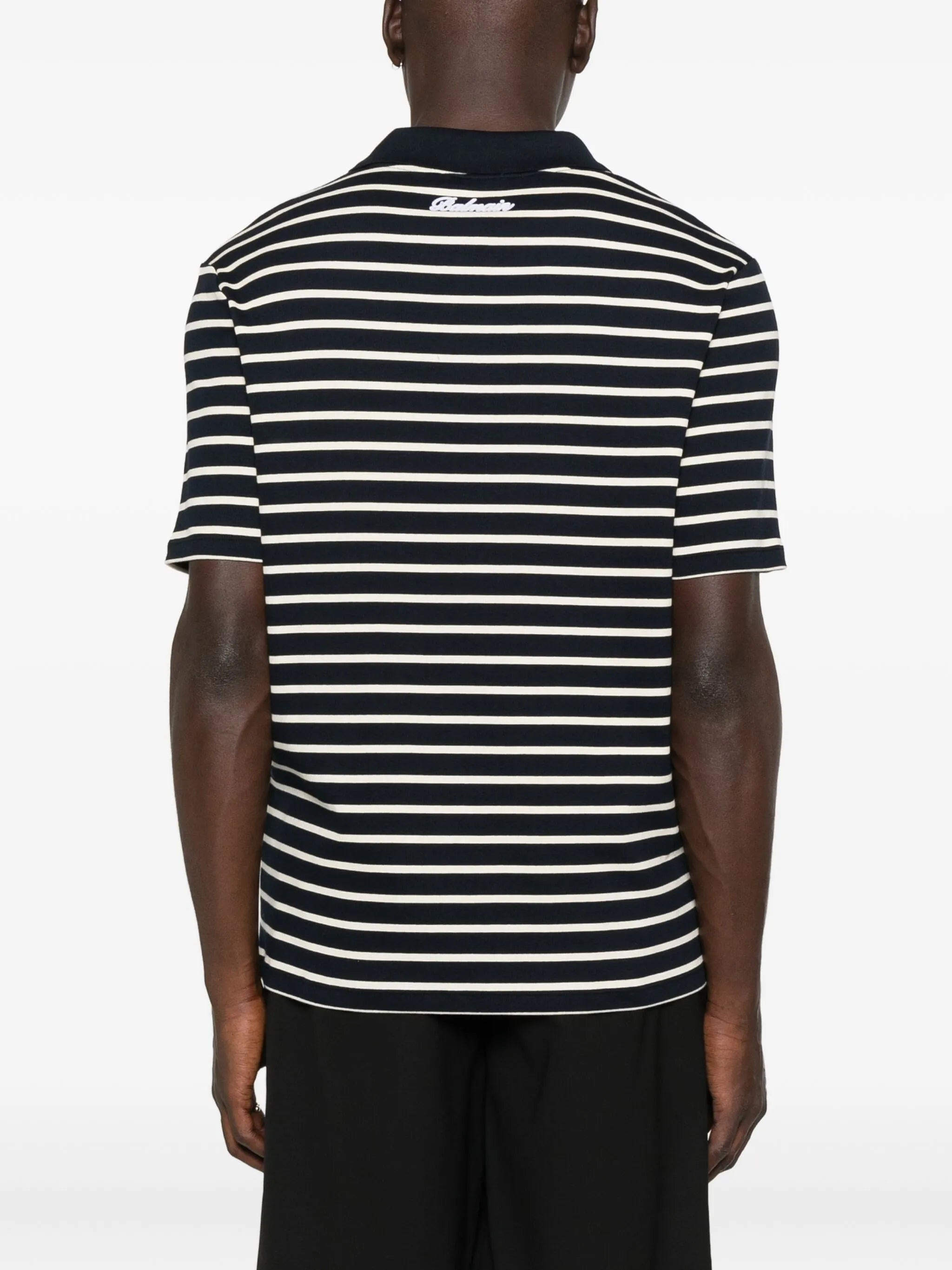 Balmain Striped-pattern Short-sleeve Polo Shirt - 3