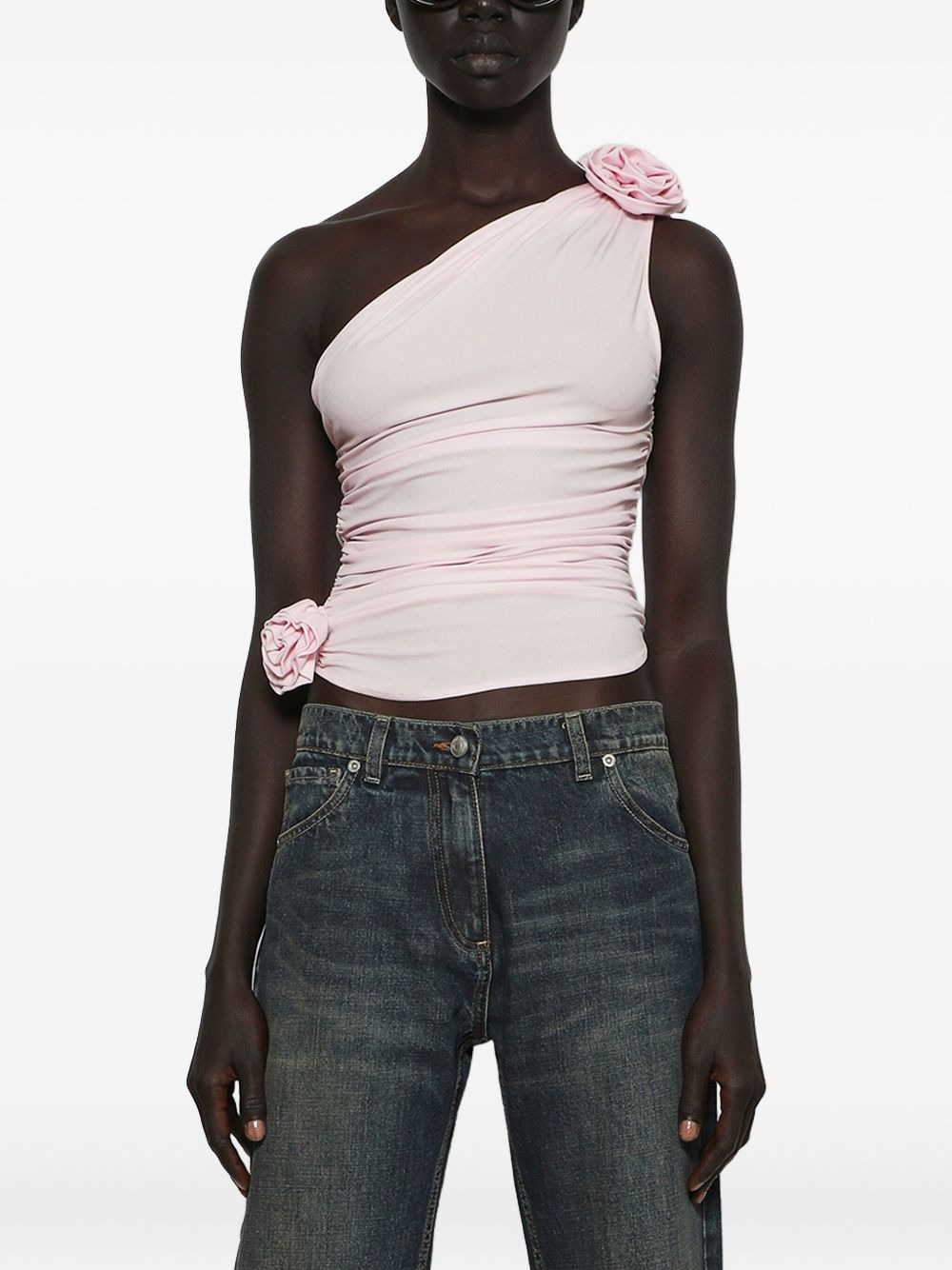 rose-embellished one-shoulder top - 3