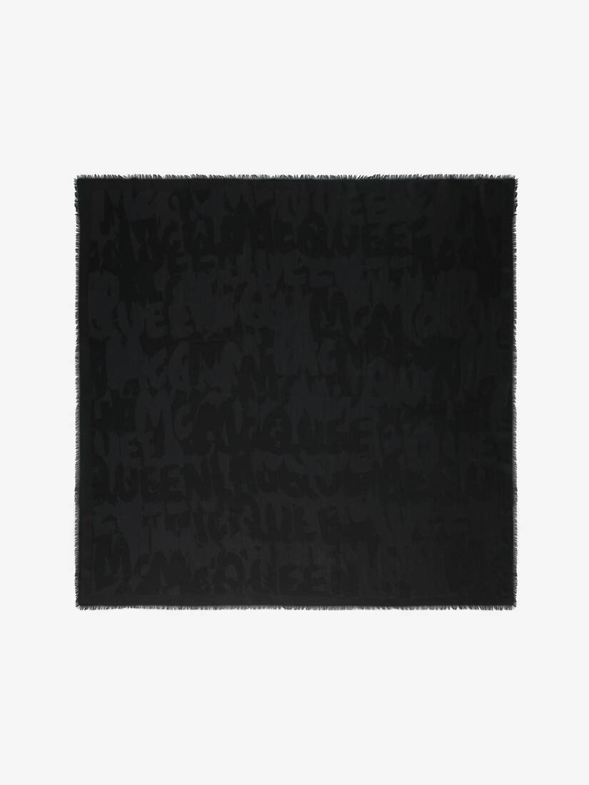 Mcqueen Graffiti Shawl in Black - 1
