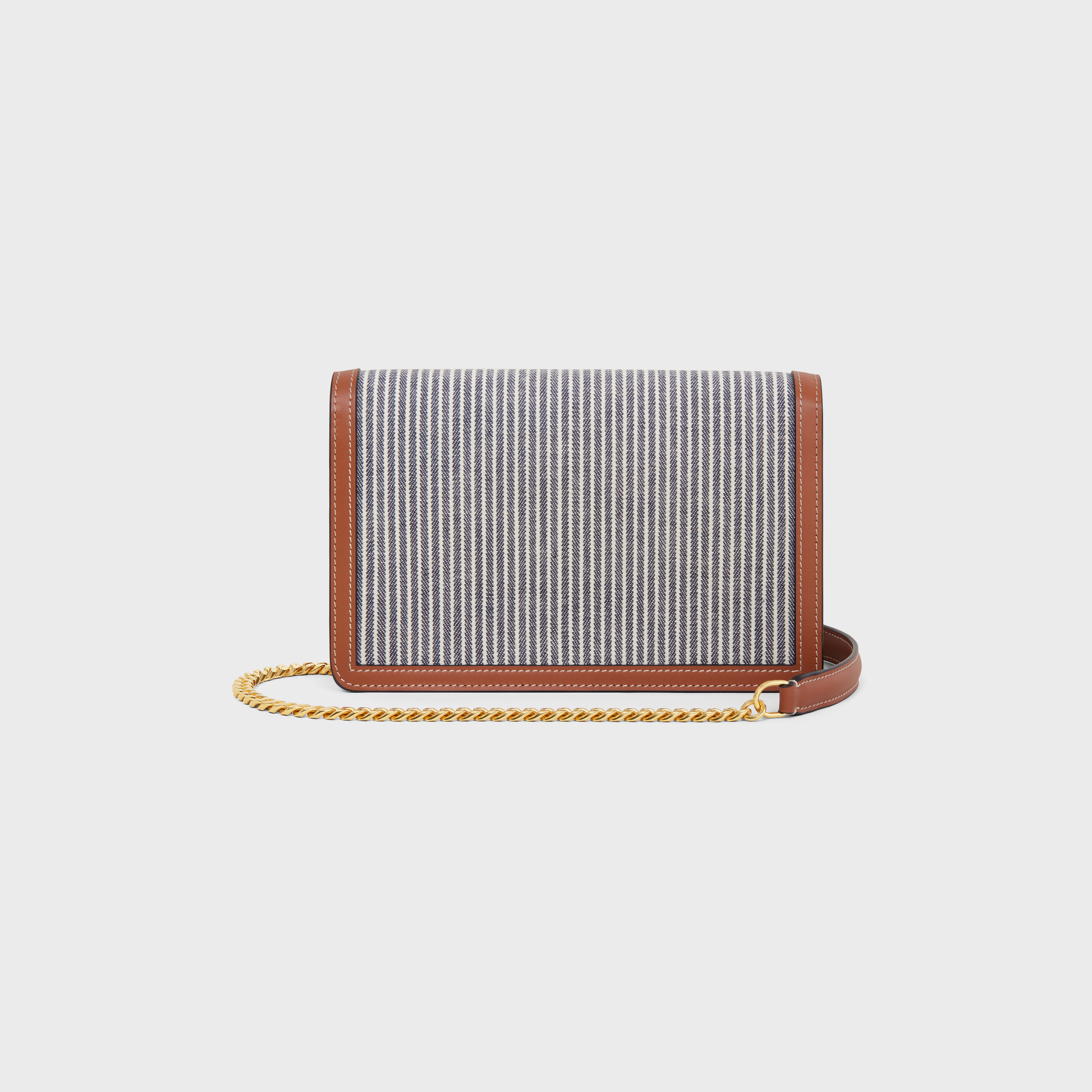 WALLET ON CHAIN MARGO in STRIPED TEXTILE AND CALFSKIN - 3