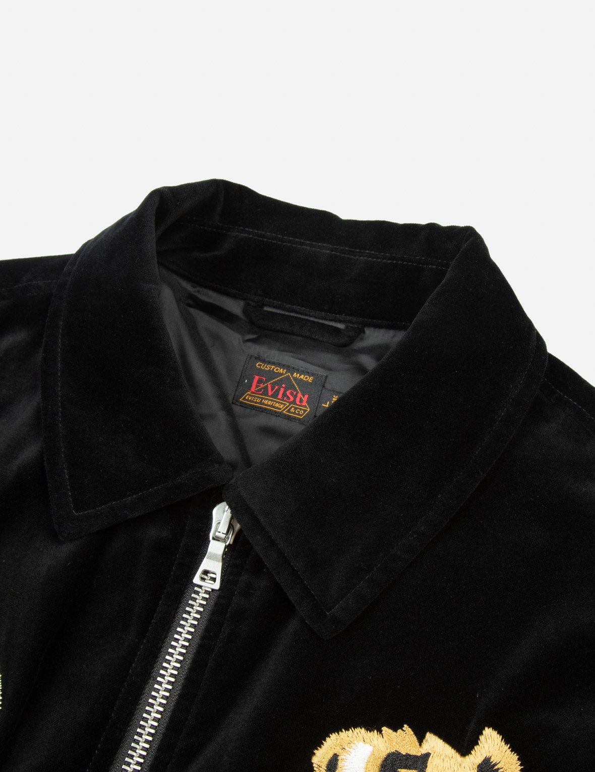 TIGER AND LOGO EMBROIDERY OVERSIZED VELVET BOMBER JACKET - 9
